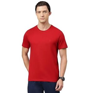 Van Heusen Men's Cotton Regular Fit Solid T-Shirt Crew Neck, Short Sleeves